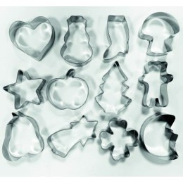 Emporte pièce inox Noël assortis 4,5 à 6 cm - par 12