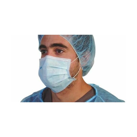 Masque chirurgical jetable PP 3 plis type IIR 17,5x9,5 cm - sachet de 50