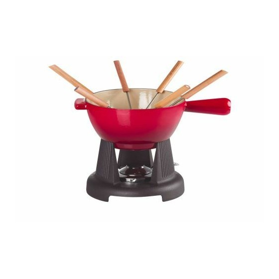 Service à fondue en fonte cerise 2 L