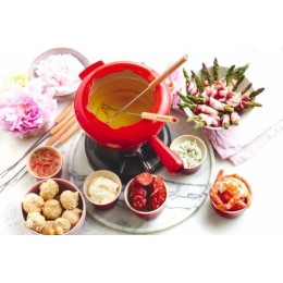 Service à fondue en fonte cerise 2 L