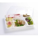 Plateau repas 6 compartiments PS blanc 37 x 27,1 x 3,4 cm - par 25