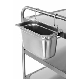 Bac à couvert crochetable pour chariot de service inox