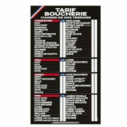 Panneau tarif boucherie "Ruban Bleu Blanc Rouge" 60 x 115 cm