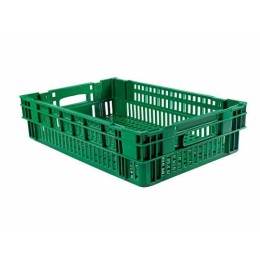 Caisse ajourée verte PEHD recyclé 60 x 40 x 14,6 cm - 27 L