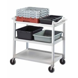Chariot de service 3 plateaux gris