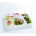Couvercle PET transparent pour plateau repas 6 compartiments - par 25