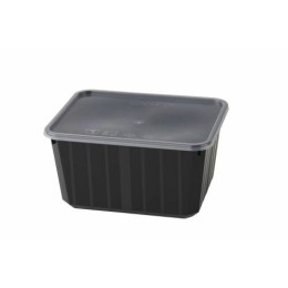 Boîte Carty PP noire avec couvercle transparent 1150 ml - par 200