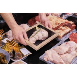 Plat mélamine noir bord bois 28 x 21 x 5 cm