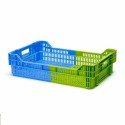Caisse ajourée gerbable PEHD vert/bleu 27L - 60 x 40 x 15,3 cm