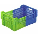 Caisse ajourée gerbable PEHD vert/bleu 45L - 60 x 40 x 24,4 cm