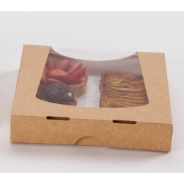 Boîte carton Kraft à fenêtre 100 x 100 x 40 mm - par 50