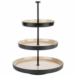 Présentoir 3 niveaux Frida bois et noir H 43 cm