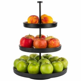 Présentoir 3 niveaux Frida bois et noir H 43 cm