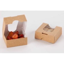 Boite carton kraft à fenêtre 120 x 120 x 40 mm - par 50