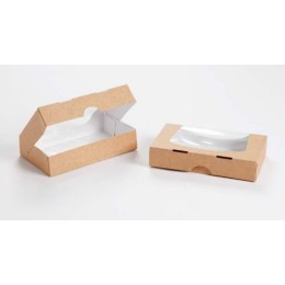 Boite carton kraft à fenêtre 200 x 120 x 40 mm - par 50