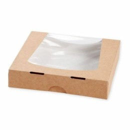 Boite carton kraft à fenêtre 200 x 200 x 40 mm - par 50