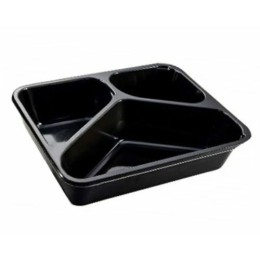 Barquette scellable CPET noire 3 compartiments 54 + 28 + 20 cl - par 420