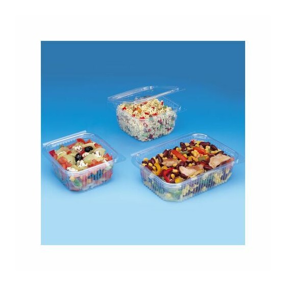 Barquette plastique avec couvercle Optipack 500 ml - par 600 Barquette plastique avec couvercle Optipack 500 ml - par 600