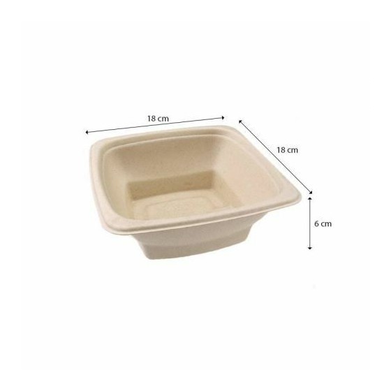 Saladier bio carré 100 cl 18 cm - par 75
