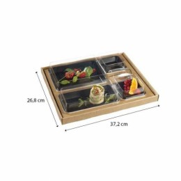 Plateau repas carton 4 compartiments avec couvercle noir - par 30