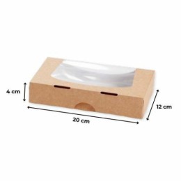 Boite carton kraft à fenêtre 200 x 120 x 40 mm - par 50