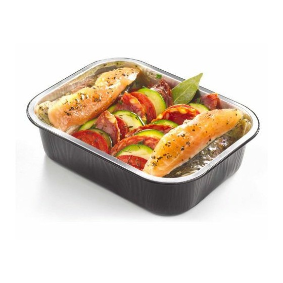 Barquette aluminium noir lisse Ready2Cook 725 ml - par 110