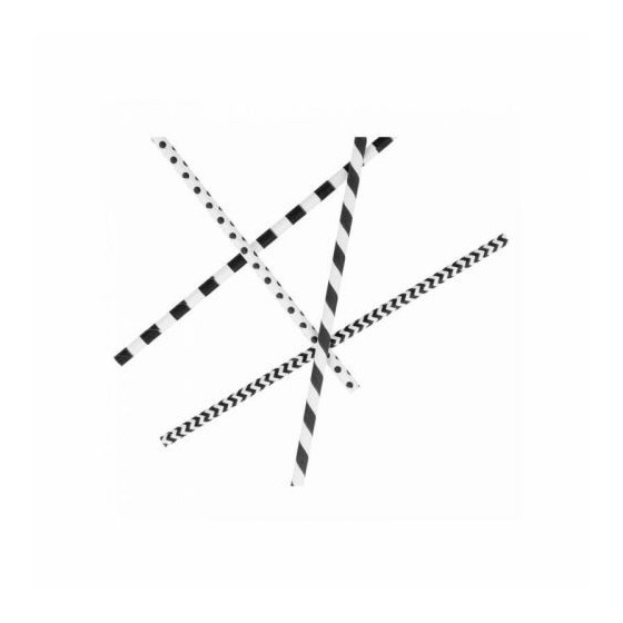 Paille papier franges et pois - par 200 Paille papier franges et pois - par 200