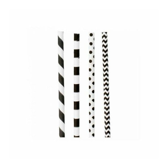 Paille papier franges et pois - par 200 Paille papier franges et pois - par 200