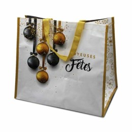 Sac Joyeuses Fêtes 40 x 24 x 35 cm anses or - par 100