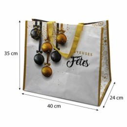 Sac Joyeuses Fêtes 40 x 24 x 35 cm anses or - par 100