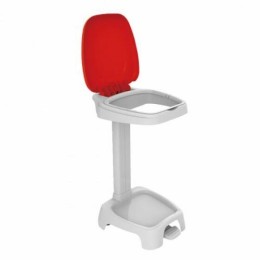 Porte sac poubelle à pédale et couvercle rouge 120 L
