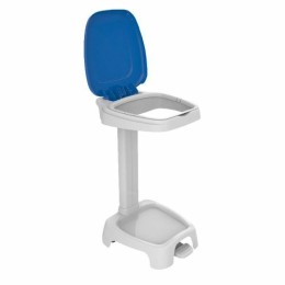Porte sac poubelle à pédale et couvercle bleu 120 L