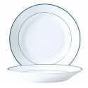 Assiette creuse verre trempé blanc/filet bleu ø 22,5 cm - par 12