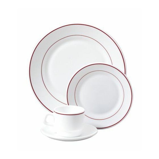 Assiette creuse blanc filet bordeaux ø 22,5 cm - carton de 12 Assiette creuse blanc filet bordeaux ø 22,5 cm - carton de 12