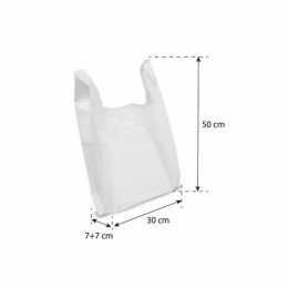 Sac bretelles blanc PEBD 50 µ - 50 x 30 + 14 cm - par 500