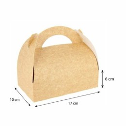 Boîte pâtissière kraft brun avec poignées 17 x 10 x 6 cm - par 50