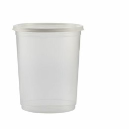 Pot plastique transparent 1000 ml + couvercle blanc - par 250