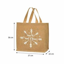 Sac toile de jute Joyeuses fêtes 37 x 26 + 22 cm - par 25