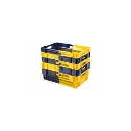 Caisse ajourée gerbable PEHD bleu et jaune 25L - 60 x 40 x 14,7 cm