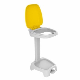 Porte sac poubelle à pédale et couvercle jaune 120 L