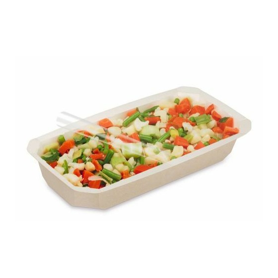 Barquette carton scellable décor nature GN 1/4 H. 5,5 cm - par 70 Barquette carton scellable décor nature GN 1/4 H. 5,5 cm - par 70