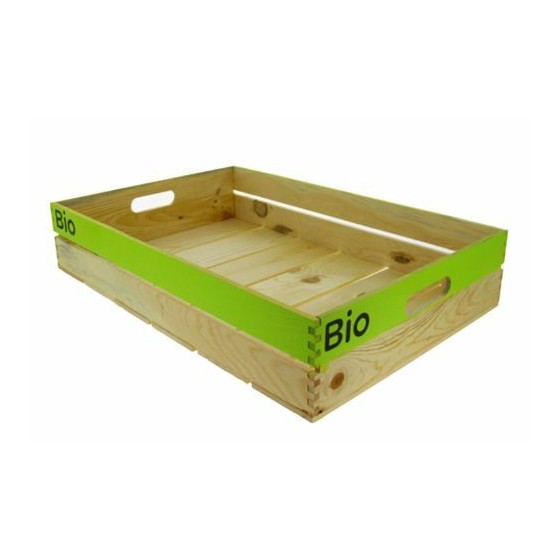 Cagette bois avec logo bio 60 x 40 x 12 cm Cagette bois avec logo bio 60 x 40 x 12 cm
