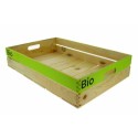Cagette bois avec logo bio 60 x 40 x 12 cm