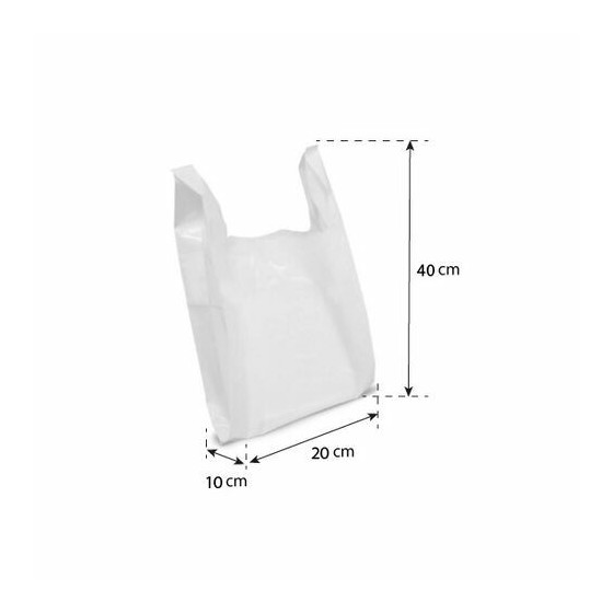 Sac bretelles blanc PEBD 50 µ - 40 x 20 + 10 cm - par 500 Sac bretelles blanc PEBD 50 µ - 40 x 20 + 10 cm - par 500
