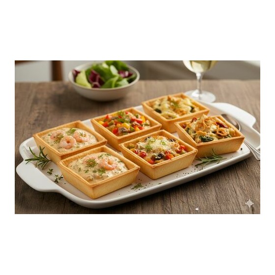 Bouchée cassolette au beurre 8 x 8 x 3 cm - par 24 Bouchée cassolette au beurre 8 x 8 x 3 cm - par 24