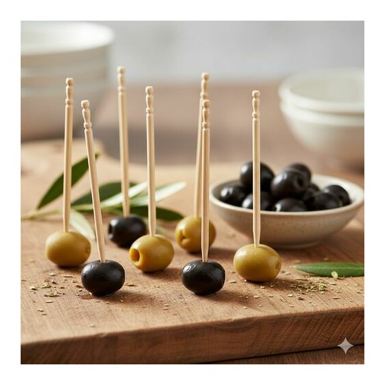 Pique apéritif en bois 6,5 cm - par 1000 Pique apéritif en bois 6,5 cm - par 1000