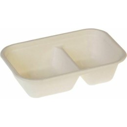 Barquette bagasse 2 compartiments 1000 ml - par 125