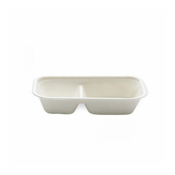 Barquette bagasse 2 compartiments 1000 ml - par 125 Barquette bagasse 2 compartiments 1000 ml - par 125
