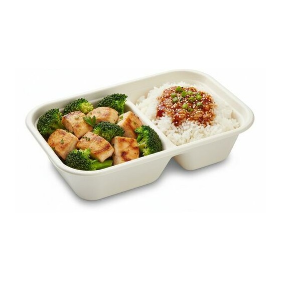 Barquette bagasse 2 compartiments 1000 ml - par 125 Barquette bagasse 2 compartiments 1000 ml - par 125