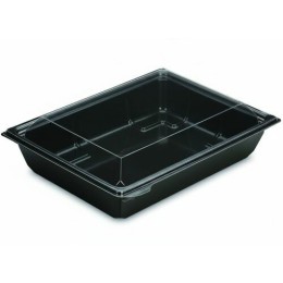 Boîte à salade plastique noire avec couvercle Freshipack 1200 ml - par 30